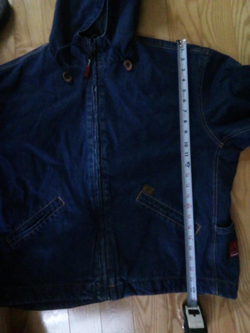 Riggs Workwear by Wrangler Men's Dark Blue Denim Hooded Jacket size XL - Picture 8 of 9
